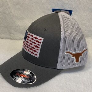 Men's Columbia Gray Texas Longhorns Fish Flag Flex Fit Hat